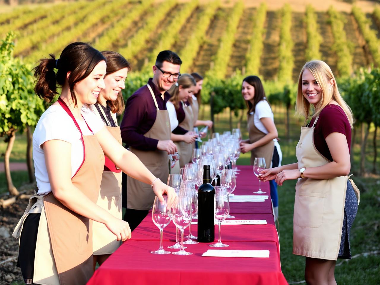 Volunteer team in vineyard